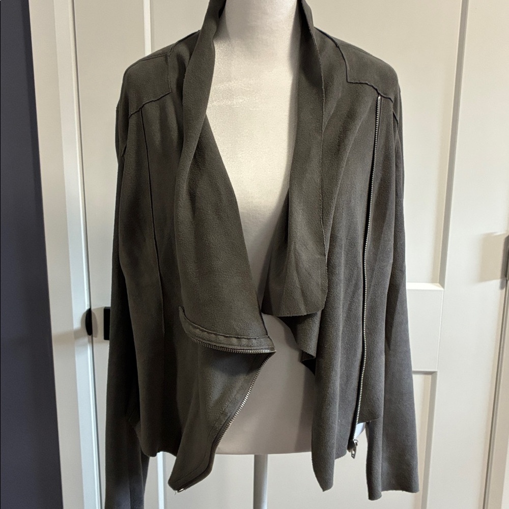 BlankNYC grey waterfall open cardigan